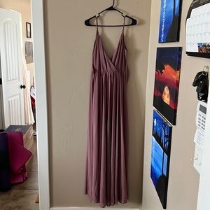 Windsor Mauve Low Cut Spaghetti Strap Gown